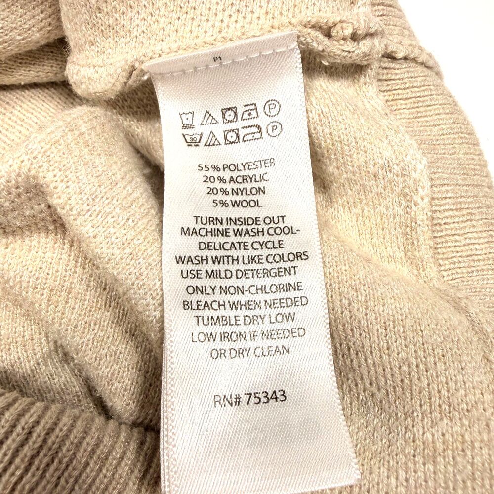 Cynthia Rowley Beige White Plaid Check‎ Oversized Knit Crewneck Sweater Neutral - Picture 5 of 8